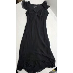 Jones New York Women's Silk Chiffon Sleeveless Black Beaded Dress. Size 10